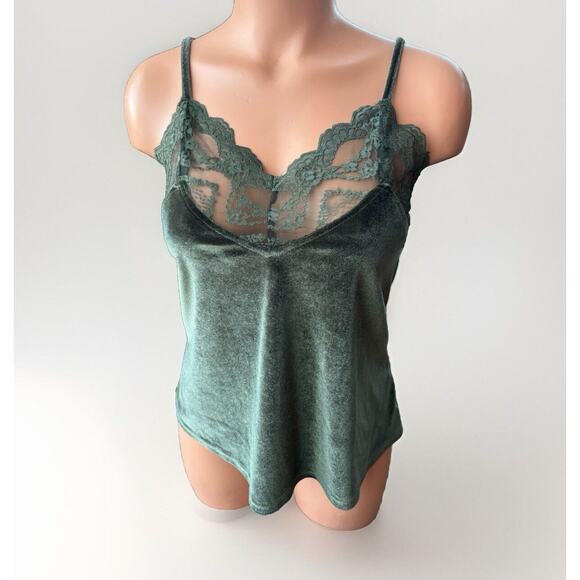 Y2K And The Why Green Velvet Cami Size S Lace Camisole Top - Picture 1 of 4